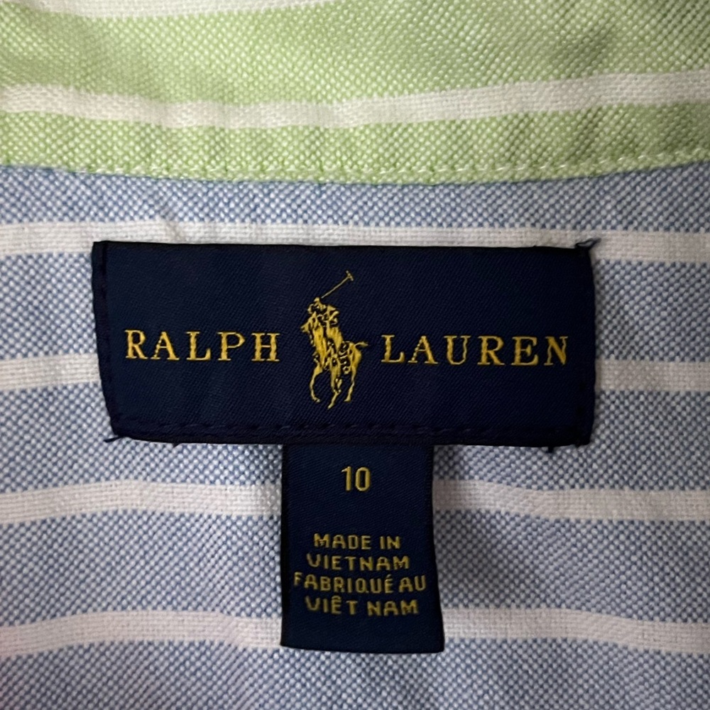 Polo Ralph Lauren Striped Color Block Oxford Dress Girls Size 10 pink blue EUC - Picture 4 of 4